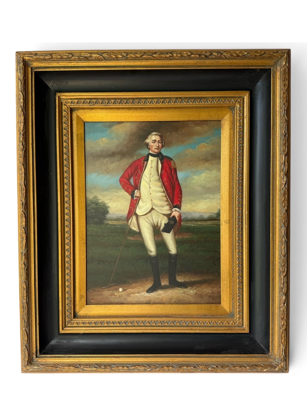 Vintage English Gentleman Blackheath Golfer Giclee Painting Print Gilt Framed